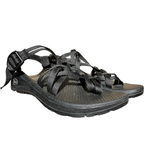 Chaco ZCloud X2 Sandals Buckle Ankle Strap LUVSEAT ChacoGrip Textile Black 6 - Picture 2 of 7